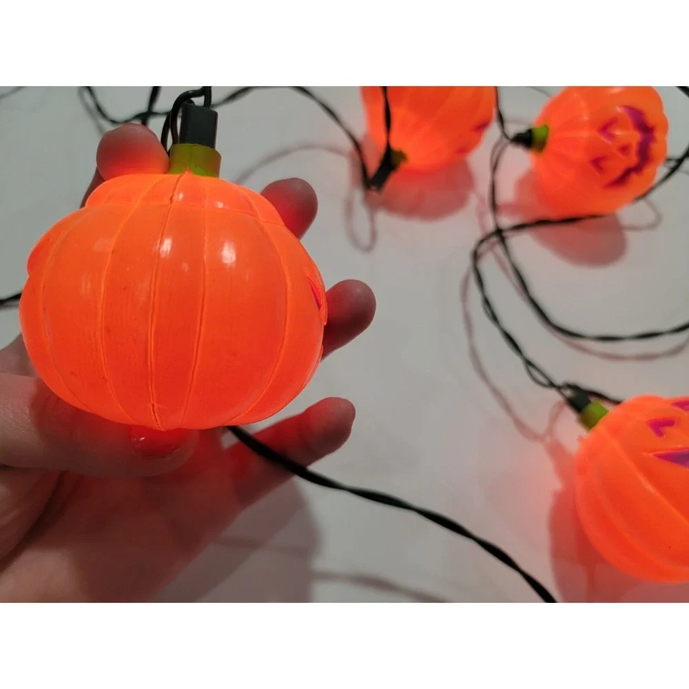Vintage Halloween Jack O Lantern Pumpkin Light String Blow Mold Set of 2/20 mold